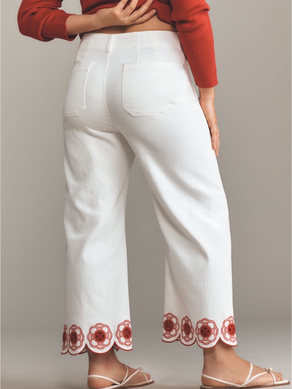 Maeve Colette Scallop-Hem High-Rise Wide Leg Cropped Jeans - Picture 8 of 16